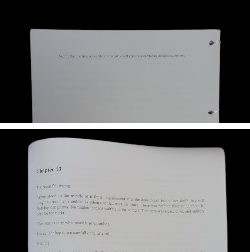 Manuscrito impreso de obra literaria · fotografía de registro