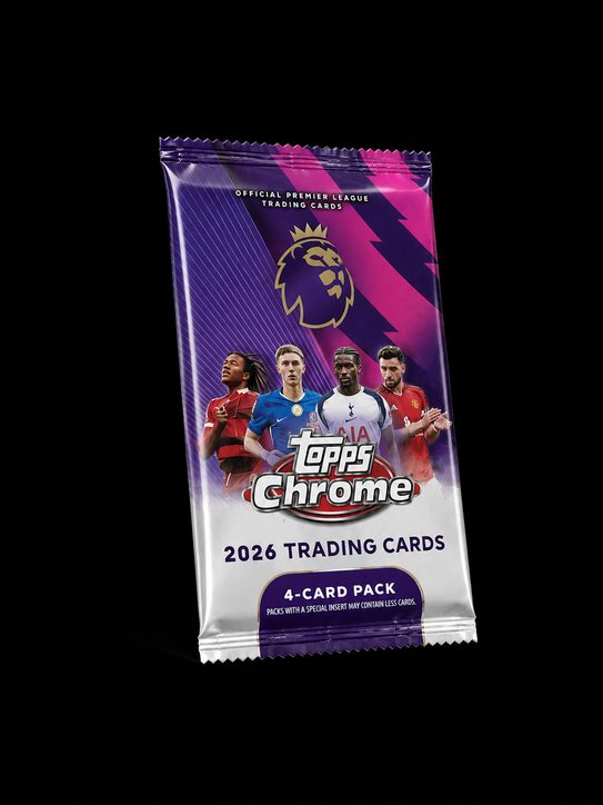 Paquete de cartas Topps Chrome Premier League 2026 · fotografía de registro
