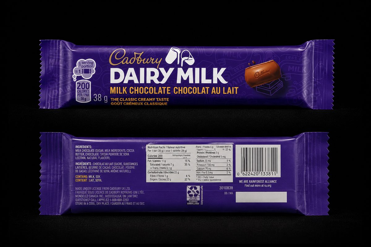 Chocolate Cadbury Dairy Milk — Milk Chocolate, 38 g · fotografía de registro